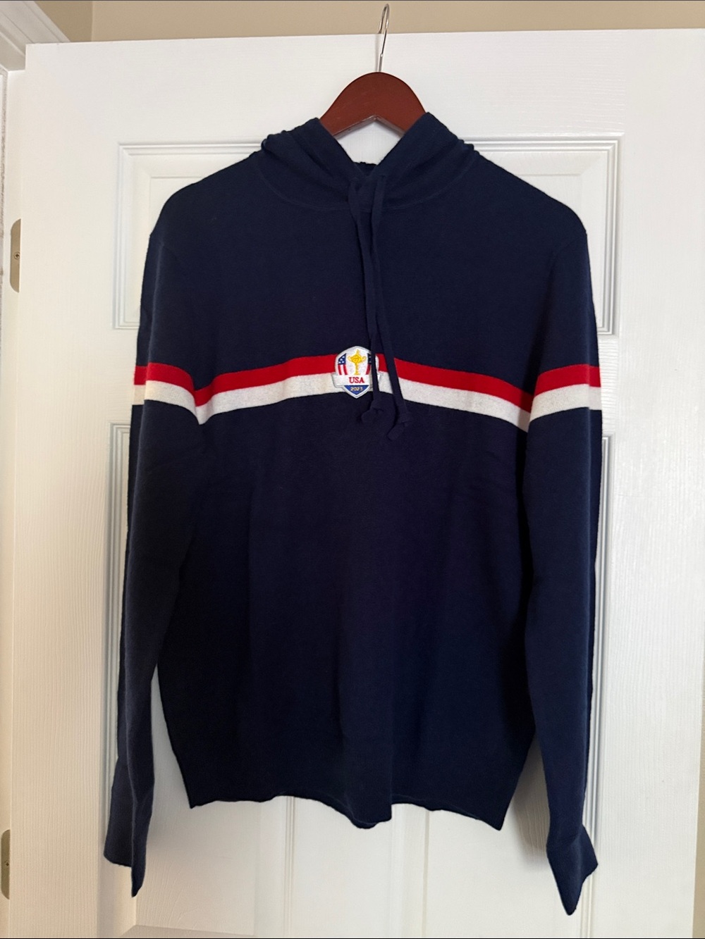 Polo by Ralph Lauren Navy  Hoodie Sweater with Red & White Stripes